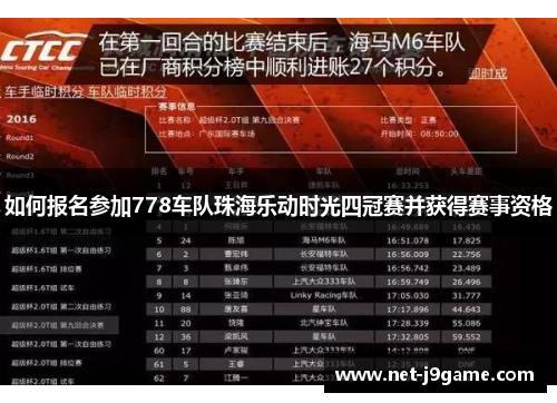 如何报名参加778车队珠海乐动时光四冠赛并获得赛事资格